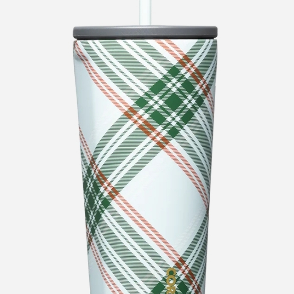 Corkcicle 24oz Cold Cup Insulated Tumbler Peppermint Plaid